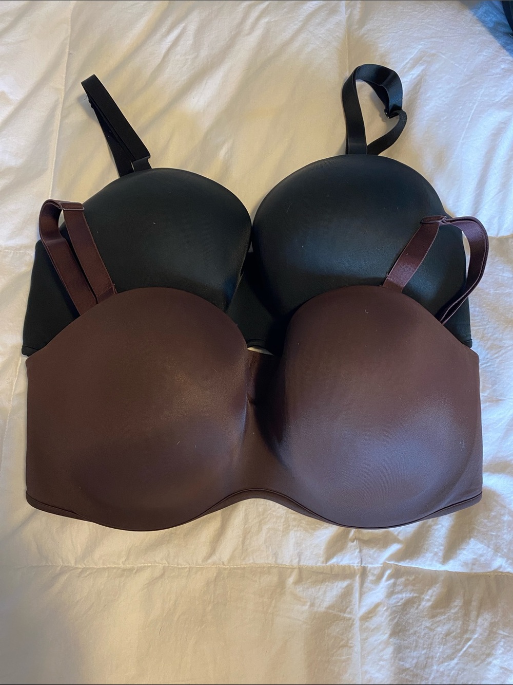 Cacique 38DDD (38F)Strapless Bras in Black 40F and Brown 38F - Set of 2